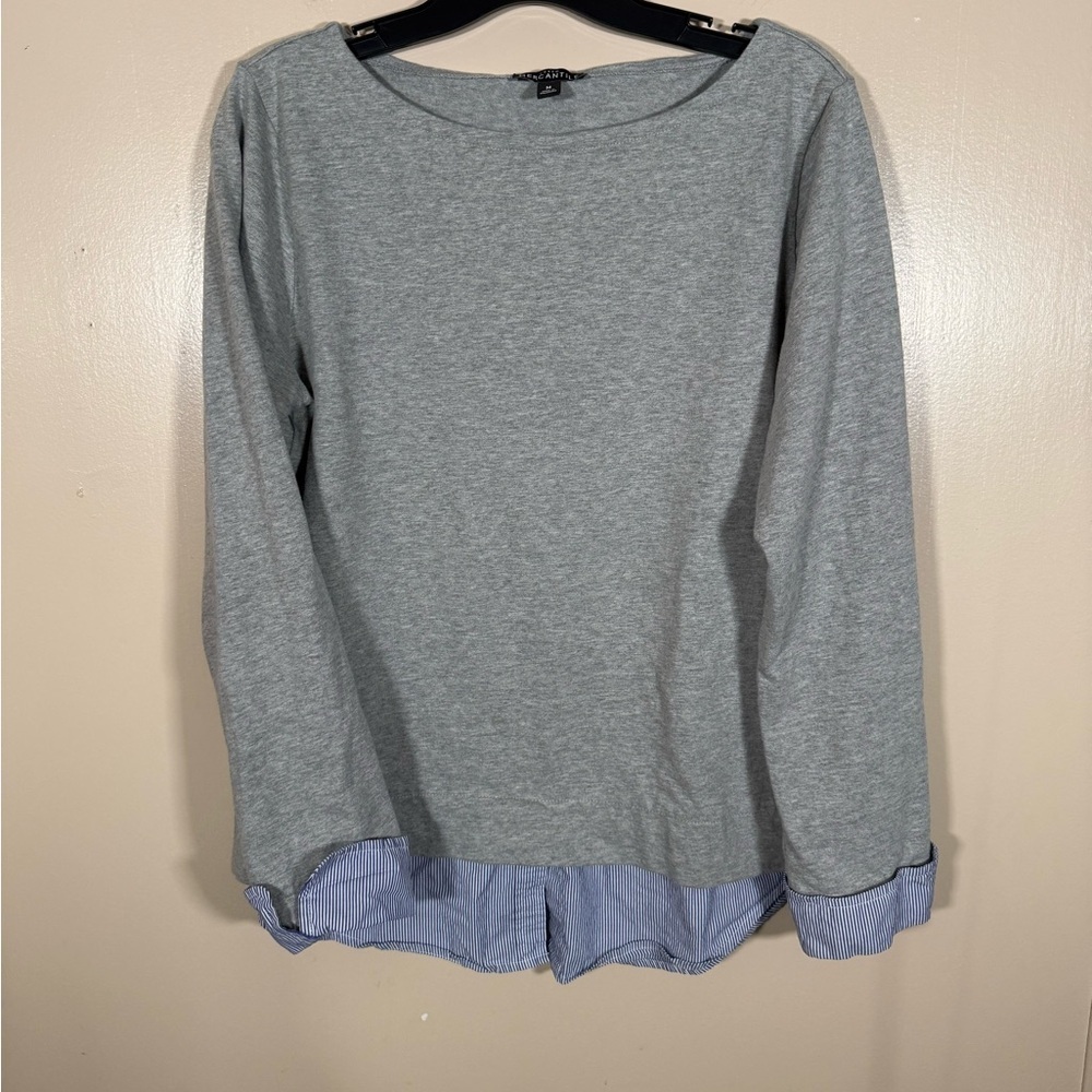 J Crew Boatneck Faux Layered Long Sleeve top size Medium